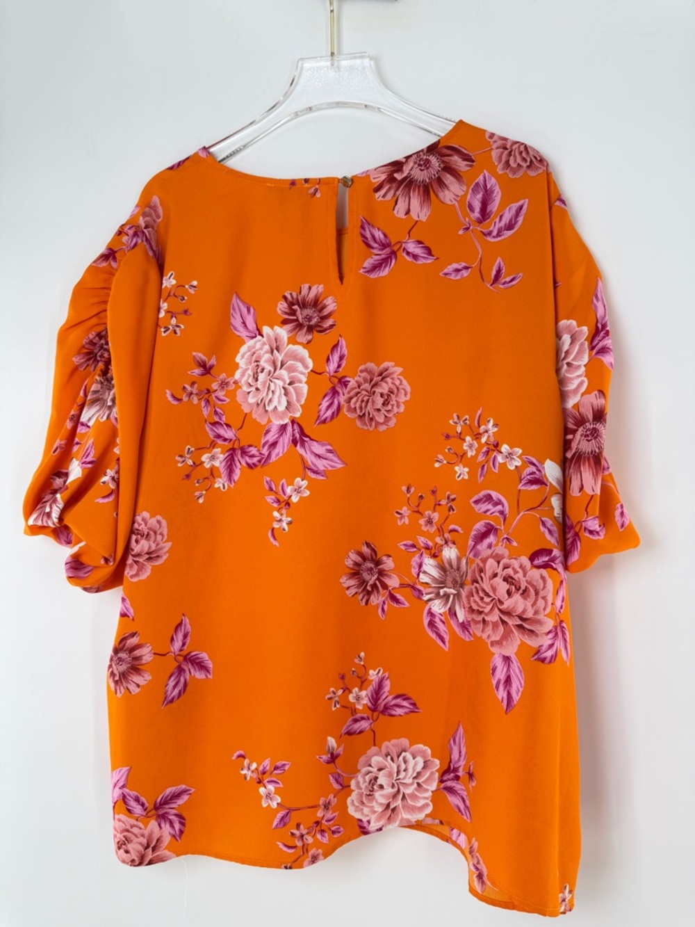 Vince Camuto Brielle Open Shoulder Balloon Sleeve Blouse Orange/Pink Size XL - Picture 12 of 14